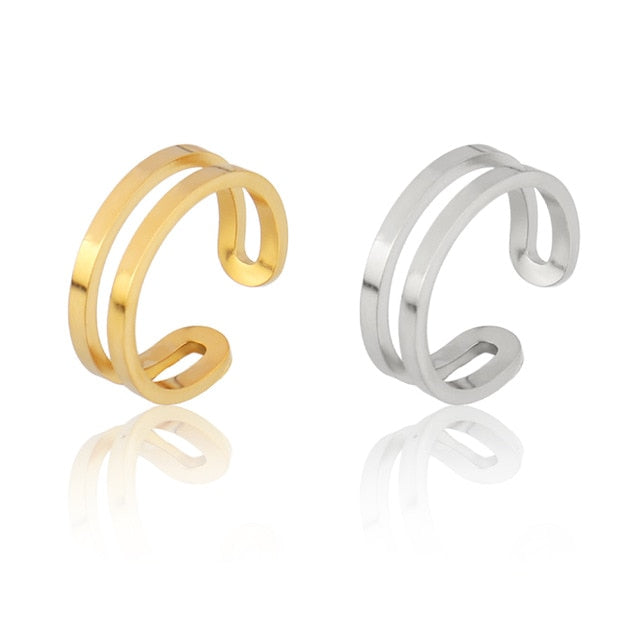 Snake Ring Stainless Steel Rings For Women Statement Ring Women's Rings Punk Open Finger Gold Color Geometry Ring Rings Jewelry