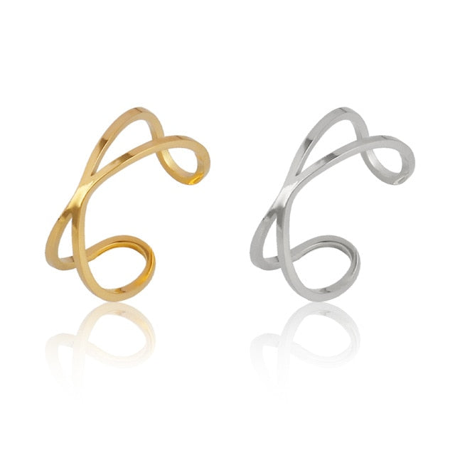 Snake Ring Stainless Steel Rings For Women Statement Ring Women's Rings Punk Open Finger Gold Color Geometry Ring Rings Jewelry