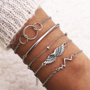 NEW Set Bohemian Silver Color Tassel Round Bracelet Set for Women Multilayer Pendant Bracelet 2020 Fashion Jewelry