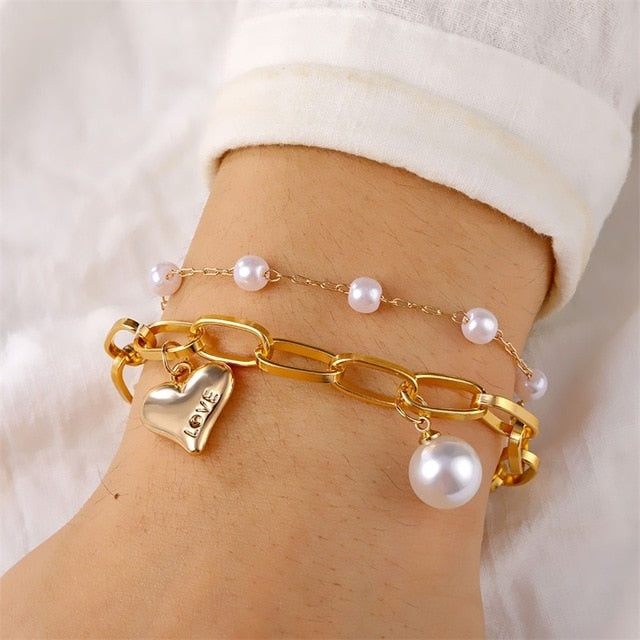 NEW Set Bohemian Silver Color Tassel Round Bracelet Set for Women Multilayer Pendant Bracelet 2020 Fashion Jewelry