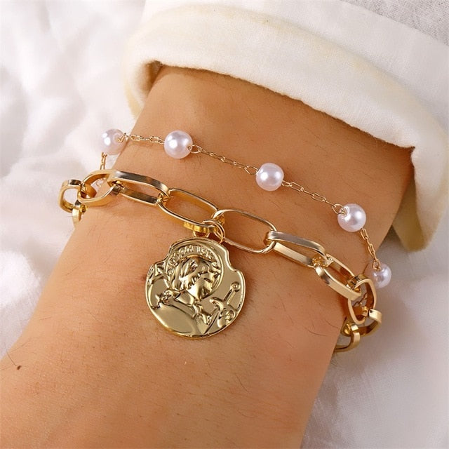 NEW Set Bohemian Silver Color Tassel Round Bracelet Set for Women Multilayer Pendant Bracelet 2020 Fashion Jewelry