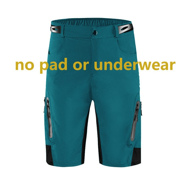 WOSAWE Men Padded Baggy Cycling Shorts Reflective MTB Mountain Bike Bicycle Riding Trousers Water Resistant Loose Fit Shorts