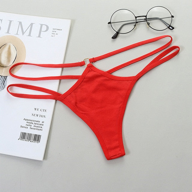 1 Pcs Sexy Women G-String Cotton Panties Lingerie Thin Strap Hollow Soft Briefs Low Rise Thong Breathable Female Underwear