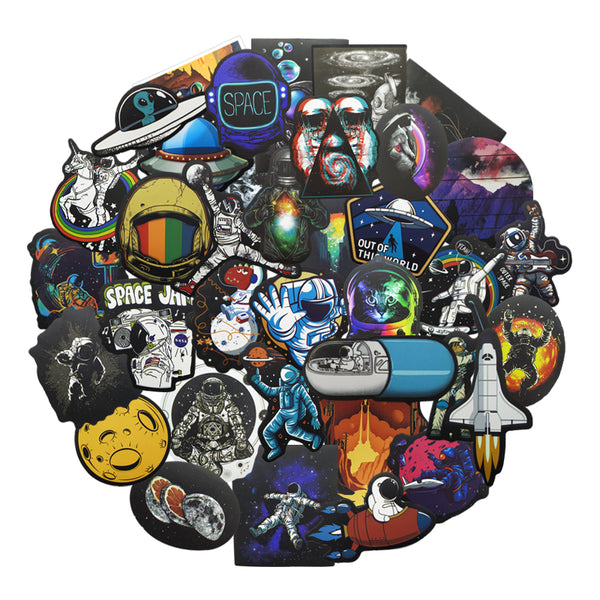 10/80 Pcs Universe Outer Space Stickers UFO Alien Astronaut for Laptop Skateboard Computer Guitar Kids Cartoon Sticker Decal Toy