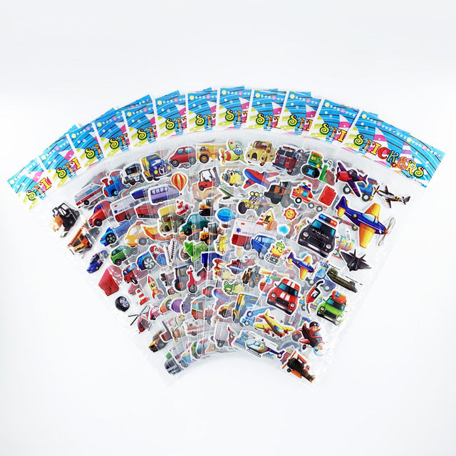 12 Sheets/Pack Cute Bulk 3D Puffy Stickers for Kids Scrapbooking Laptop Mobile Phone Decoration Girl Boy Birthday Gift