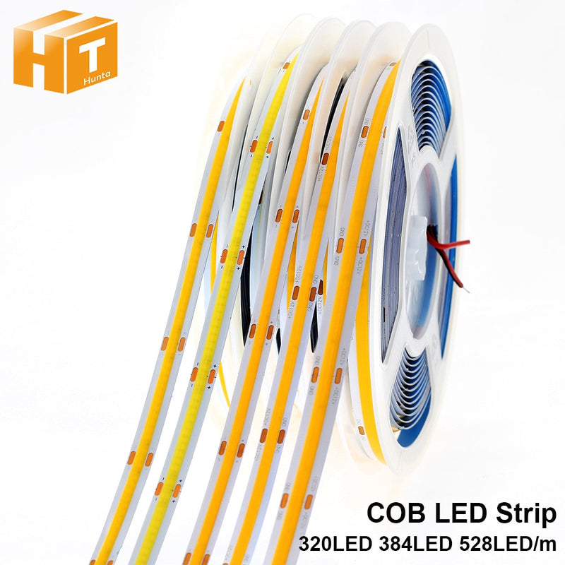 COB LED Strip 320 384 528 LEDs High Density Flexible COB LED Lights DC12V 24V RA90 3000K 4000K 6000K LED Tape 5m/lot.
