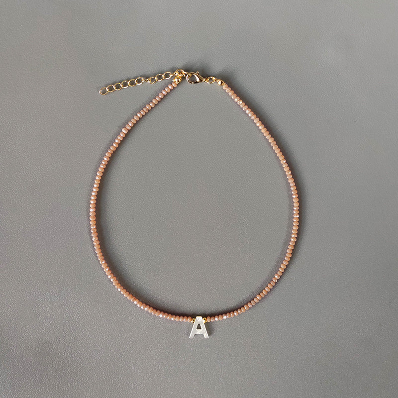 Hand-made Crystal Beads Shell Letter Necklace Variety Of Colors Personalized Custom Jewelry Gifts For Women подвески на шею