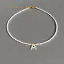 Hand-made Crystal Beads Shell Letter Necklace Variety Of Colors Personalized Custom Jewelry Gifts For Women подвески на шею