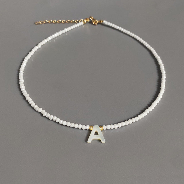 Hand-made Crystal Beads Shell Letter Necklace Variety Of Colors Personalized Custom Jewelry Gifts For Women подвески на шею
