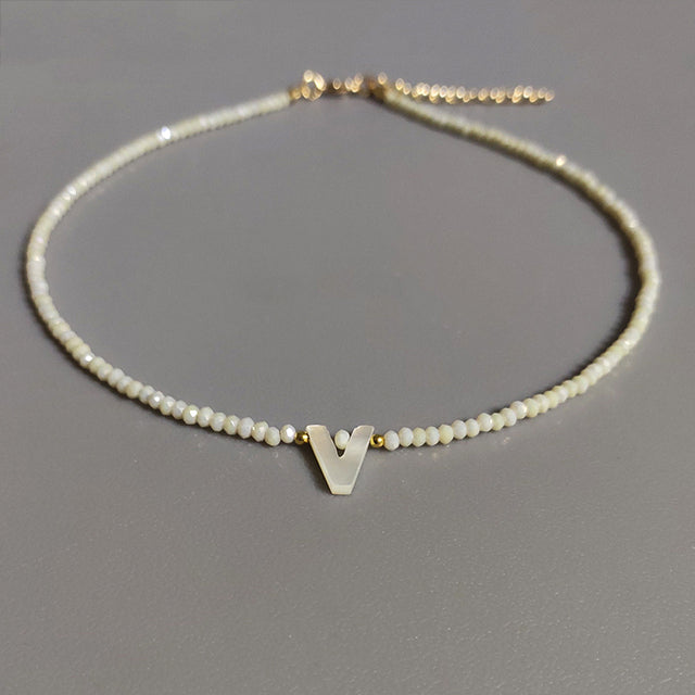 Hand-made Crystal Beads Shell Letter Necklace Variety Of Colors Personalized Custom Jewelry Gifts For Women подвески на шею