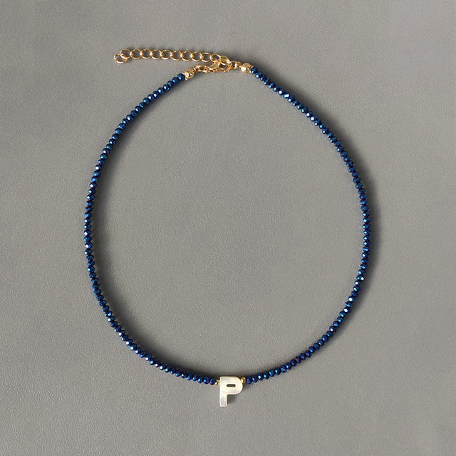 Hand-made Crystal Beads Shell Letter Necklace Variety Of Colors Personalized Custom Jewelry Gifts For Women подвески на шею