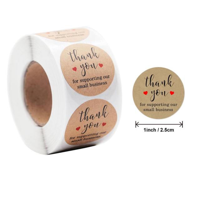 Thank You Stickers Labels Seals Thank You for Supporting My Small Business Stickers Roll Round Kraft Pink Black Labels For Shop