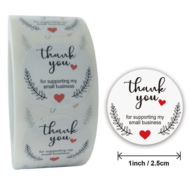 Thank You Stickers Labels Seals Thank You for Supporting My Small Business Stickers Roll Round Kraft Pink Black Labels For Shop