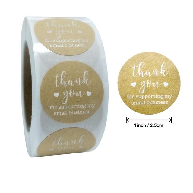 Thank You Stickers Labels Seals Thank You for Supporting My Small Business Stickers Roll Round Kraft Pink Black Labels For Shop