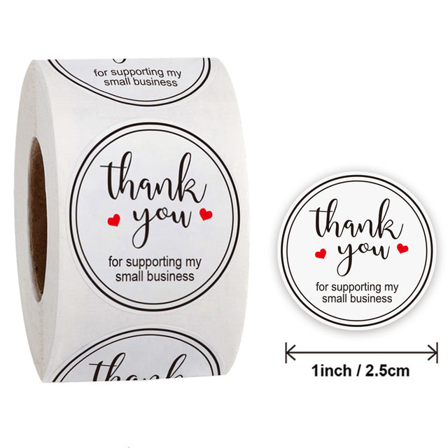 Thank You Stickers Labels Seals Thank You for Supporting My Small Business Stickers Roll Round Kraft Pink Black Labels For Shop