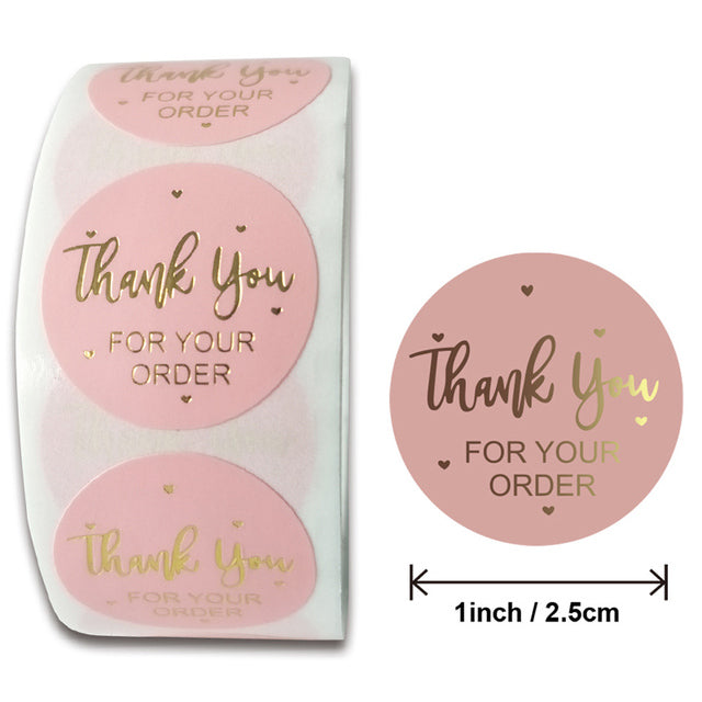 Thank You Stickers Labels Seals Thank You for Supporting My Small Business Stickers Roll Round Kraft Pink Black Labels For Shop