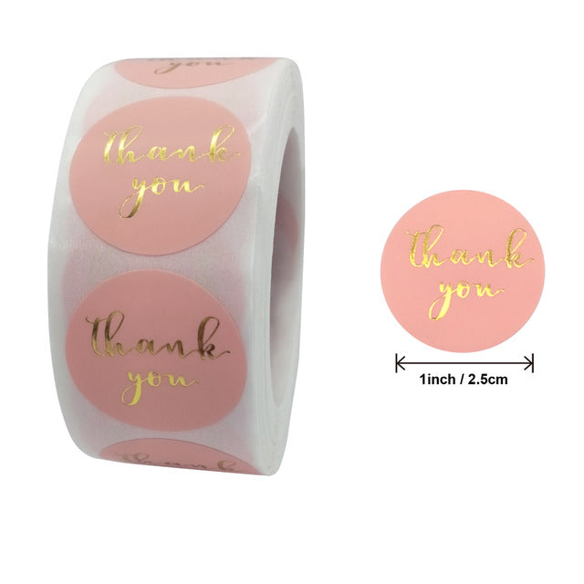 Thank You Stickers Labels Seals Thank You for Supporting My Small Business Stickers Roll Round Kraft Pink Black Labels For Shop