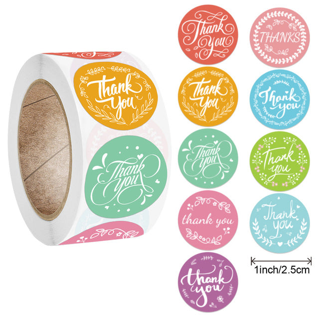 Thank You Stickers Labels Seals Thank You for Supporting My Small Business Stickers Roll Round Kraft Pink Black Labels For Shop