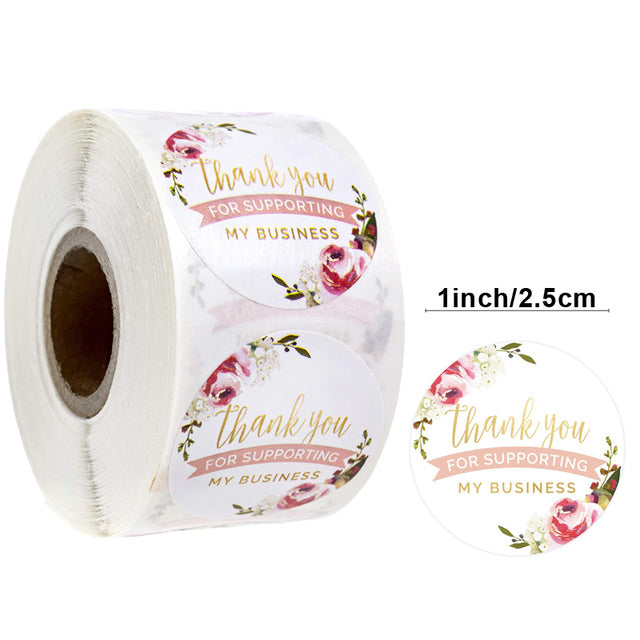 Thank You Stickers Labels Seals Thank You for Supporting My Small Business Stickers Roll Round Kraft Pink Black Labels For Shop