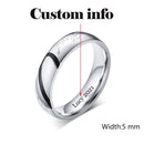 Bling Cubic Zirconia Wedding Band Rings Free Engraving Record Name Date Love Info Stainless Steel Custom Jewelry