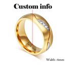 Bling Cubic Zirconia Wedding Band Rings Free Engraving Record Name Date Love Info Stainless Steel Custom Jewelry