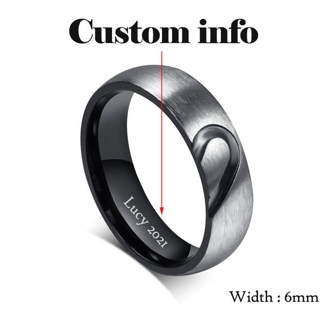 Bling Cubic Zirconia Wedding Band Rings Free Engraving Record Name Date Love Info Stainless Steel Custom Jewelry