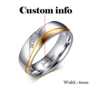 Bling Cubic Zirconia Wedding Band Rings Free Engraving Record Name Date Love Info Stainless Steel Custom Jewelry