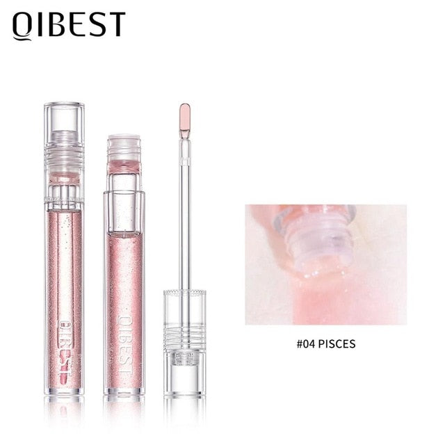 QIBEST Moisturizing Lip Gloss Base Lipstick Makeup Water Lip Tint Glitter Lip Plumper Shimmer Mint Flavor Transparent Lip Gloss