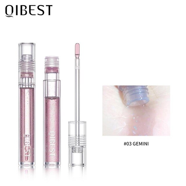 QIBEST Moisturizing Lip Gloss Base Lipstick Makeup Water Lip Tint Glitter Lip Plumper Shimmer Mint Flavor Transparent Lip Gloss