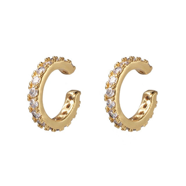 2020 New Fashion Pearl Ear Cuff Bohemia Stackable C Shaped CZ Rhinestone Small Earcuffs Clip Earrings for Women Wedding Jewelry