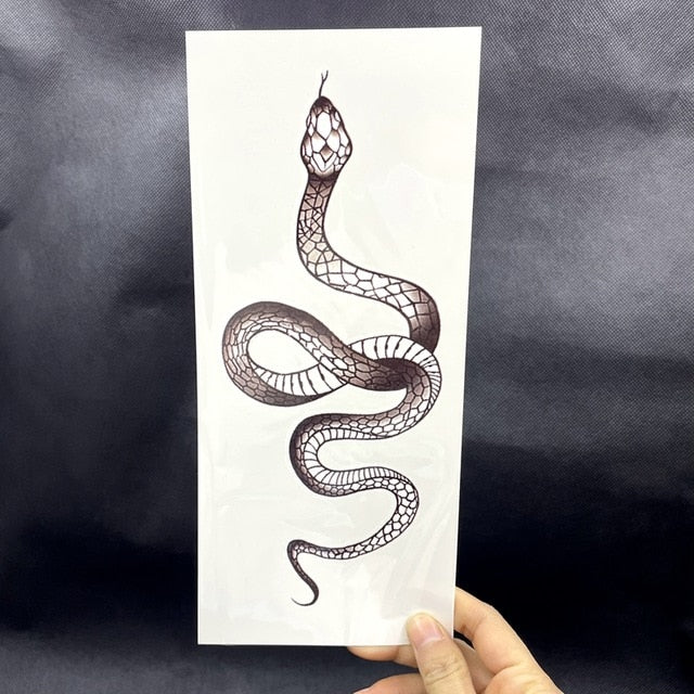 Big Size Black Snake Temporary Tattoo Stickers For Women Men Body Waist Waterproof Fake Tatto Dark Wine Snake Tatto