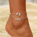 Boho Initial Anklet Heart Infinity Silver Color Ankle Bracelet on Leg Chain 26 Letter Anklets For Women Ankle Beach Foot Jewelry