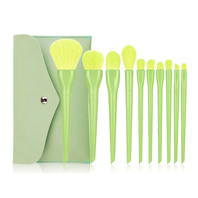 10 pcs Candy Color Makeup Brushes Set With Bag 2020 New Powder Foundation Eyebrow Eyeshadow Blush Make Up Tools Kit