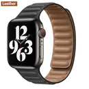 Silicone/Leather Link For Apple watch band 40mm 44mm 42mm 38mm 42 mm 1:1 Magnetic Loop bracelet iWatch series 6 5 4 3 SE strap