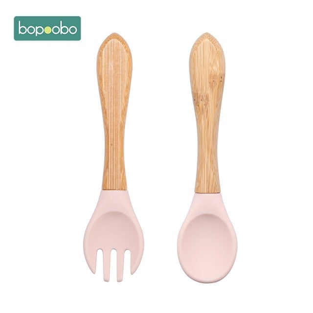 2pc Baby Silicone Spoon Feeding Set Kid Dishes Toddlers Infant Feeding Accessories Spoon Silicone Tableware Children's Goods