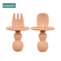 2pc Baby Silicone Spoon Feeding Set Kid Dishes Toddlers Infant Feeding Accessories Spoon Silicone Tableware Children's Goods