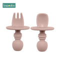 2pc Baby Silicone Spoon Feeding Set Kid Dishes Toddlers Infant Feeding Accessories Spoon Silicone Tableware Children's Goods