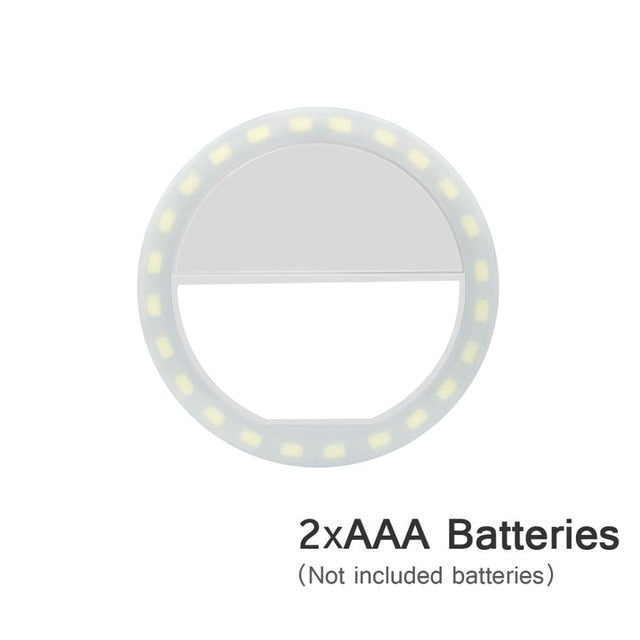 New Selfie Ring Mobile Phone Clip Lens Light Lamp Litwod Led Bulbs Emergency Dry Battery For Photo Camera Well Smartphone Beauty