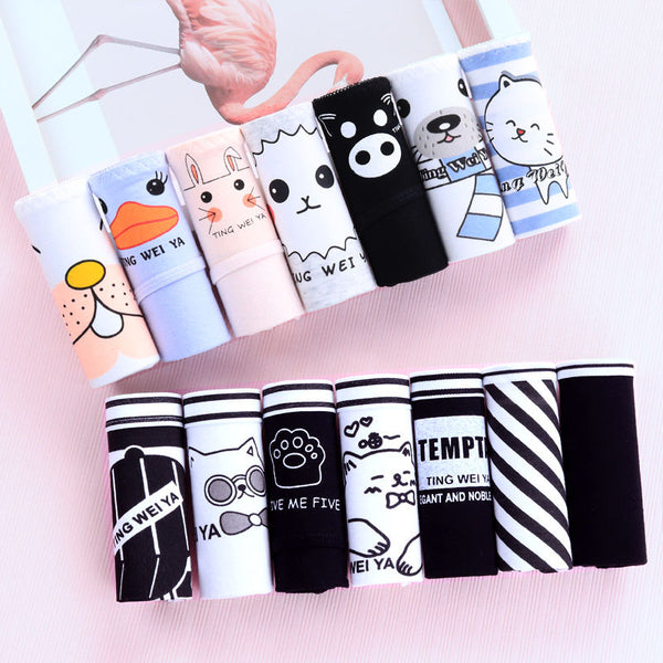 7PCS/Set Women's Sexy Underwear Cute Cotton Panties Briefs For Girl Ladies lingerie Cartoon Girls Pink Pantys Underpants Thongs