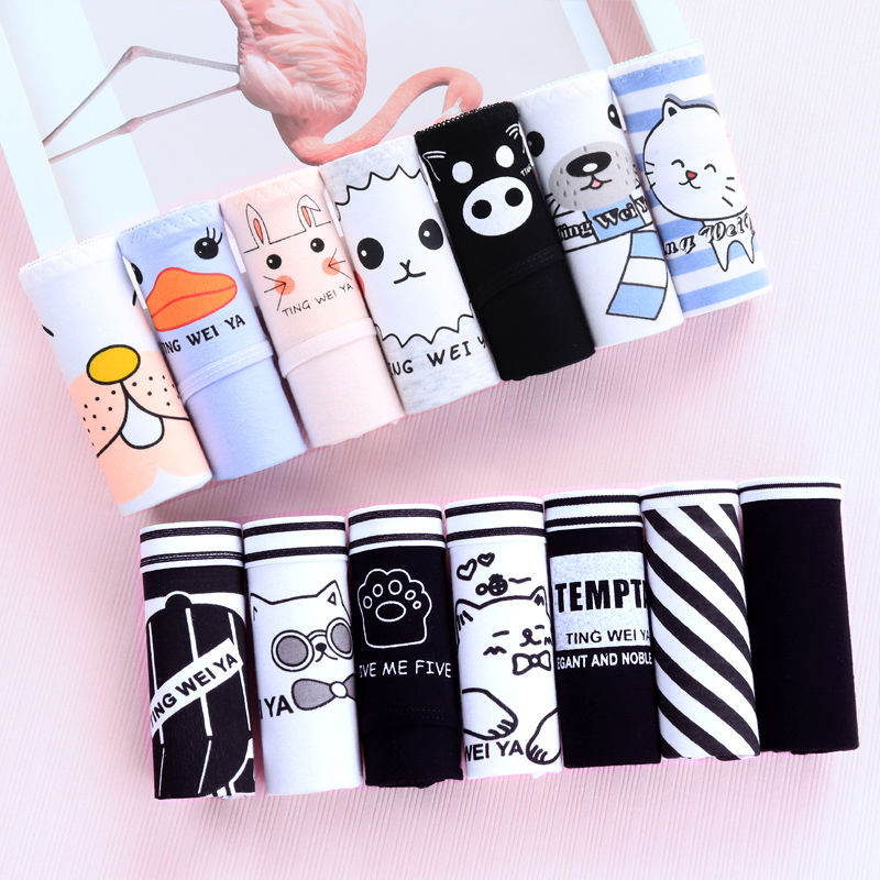 7PCS/Set Women's Sexy Underwear Cute Cotton Panties Briefs For Girl Ladies lingerie Cartoon Girls Pink Pantys Underpants Thongs