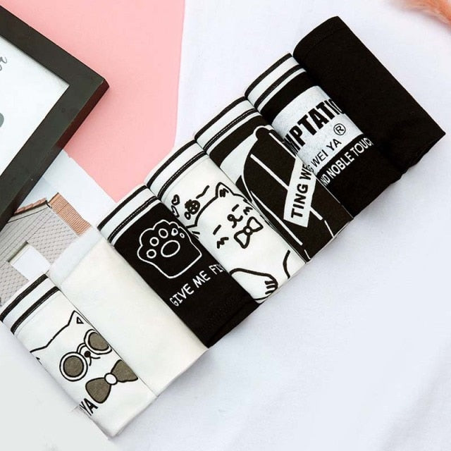 7PCS/Set Women's Sexy Underwear Cute Cotton Panties Briefs For Girl Ladies lingerie Cartoon Girls Pink Pantys Underpants Thongs