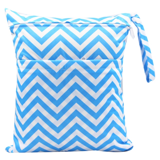 Asenappy Wet Dry Bag With Two Zippered Baby Diaper Bag Nappy Bag Waterproof Reusable Washable 30*36cm