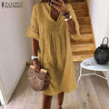 ZANZEA 2021  Summer Lace Dress Women's Sundress Fashion Flare Sleeve Short Vestido Female Bohemian V Neck Party Shirt Robe Femme