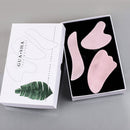 Rose Quartz Gouache Scraper Gua Sha Massage For Face Natural Gouache Stone GuaSha Massage Tools Body Facial Jade Massager Set
