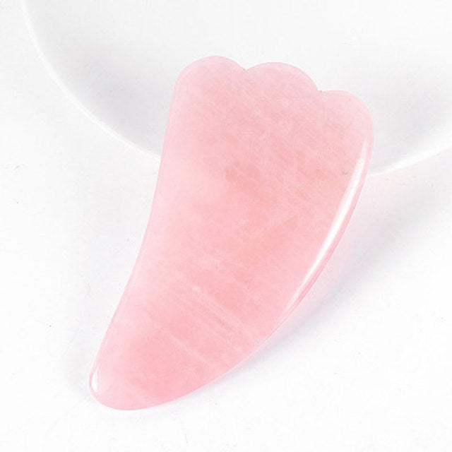 Rose Quartz Gouache Scraper Gua Sha Massage For Face Natural Gouache Stone GuaSha Massage Tools Body Facial Jade Massager Set