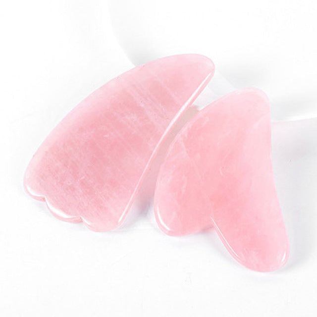 Rose Quartz Gouache Scraper Gua Sha Massage For Face Natural Gouache Stone GuaSha Massage Tools Body Facial Jade Massager Set