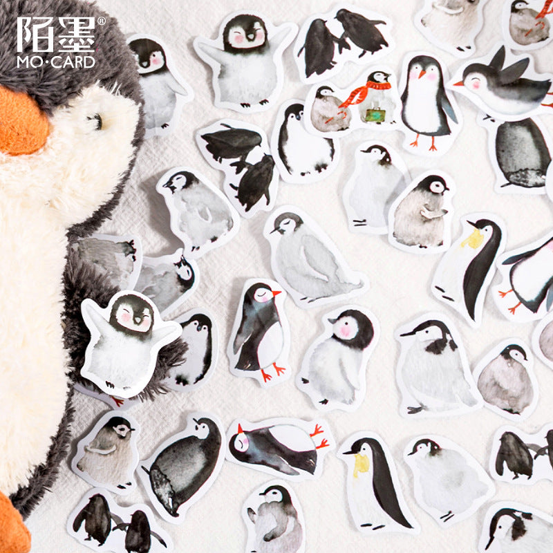 45 Pcs/pack Cute Penguin Kawaii Stationery Sticker Set Cartoon Animals Decorative Adhesive Label For For Diary Scrapbook Planner