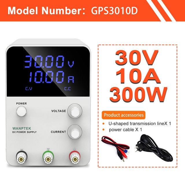 Wanptek Adjustable DC power supply 30V 10A LED Digital Lab Bench Power Source Stabilized Power Supply Voltage Regulator Switch