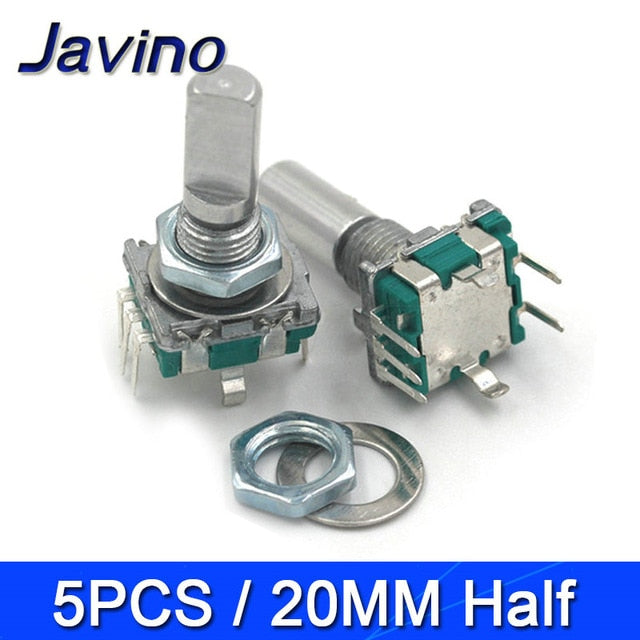 5PCS/LOT 20 Position 360 Degree Rotary Encoder EC11 w Push Button 5Pin Handle Long 15/20MM With A Built In Push Button Switch