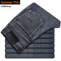 2021 New Men's Stretch Regular Fit Jeans Business Casual Classic Style Fashion Denim Trousers Male Black Blue Gray Pants
